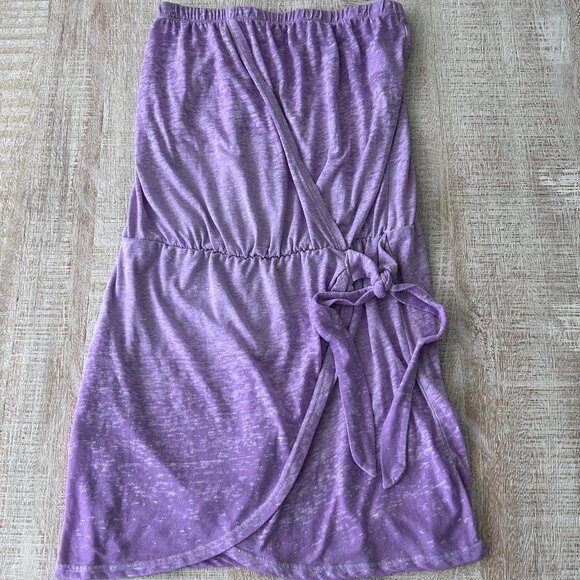 BECCA Beach Wrap Drape Cover-Up Strapless Mini Dress Purple size Large - Picture 2 of 9